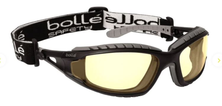 BOLLE TRACKER SAFETY SPECTACLES PC AMBER ASAF PC FULL FRAME BLACK - PACK OF 10