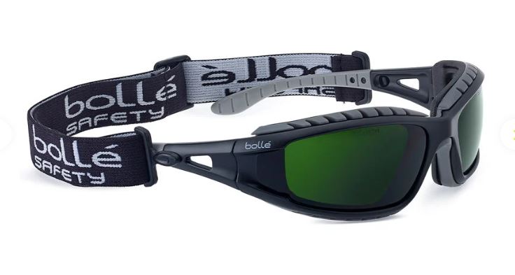 BOLLE TRACKER WELDING SPECTACLES PC GREEN WELDING SHADE 5 AS PC HYBRID BLACK - PACK OF 10