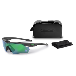 ESS CROSSBLADE STD CARBON GRAY W/ POLARIZED MIRRORED GREEN