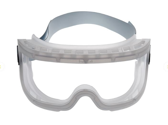 BOLLE ELITE SAFETY GOGGLE CLEAR PC ASAF PLATINUM LENS TPR TRANSLUCENT FRAME DIRECT VENTED ON TOP SEALED AT BOTTOM BLACK BUCKLE - PACK OF 5