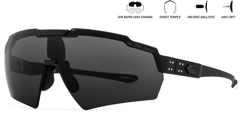 Ballistics Non-Polarized / ANSI Z87.1+ MILSPEC Ballistic Smoke w/Anti-Fog / Black w/Black Logo