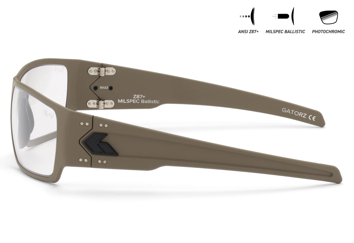 MILSPEC BALLISTIC Z87.1 SPECTER - CERAKOTE TAN - PHOTOCHROMIC / ANTI-FOG