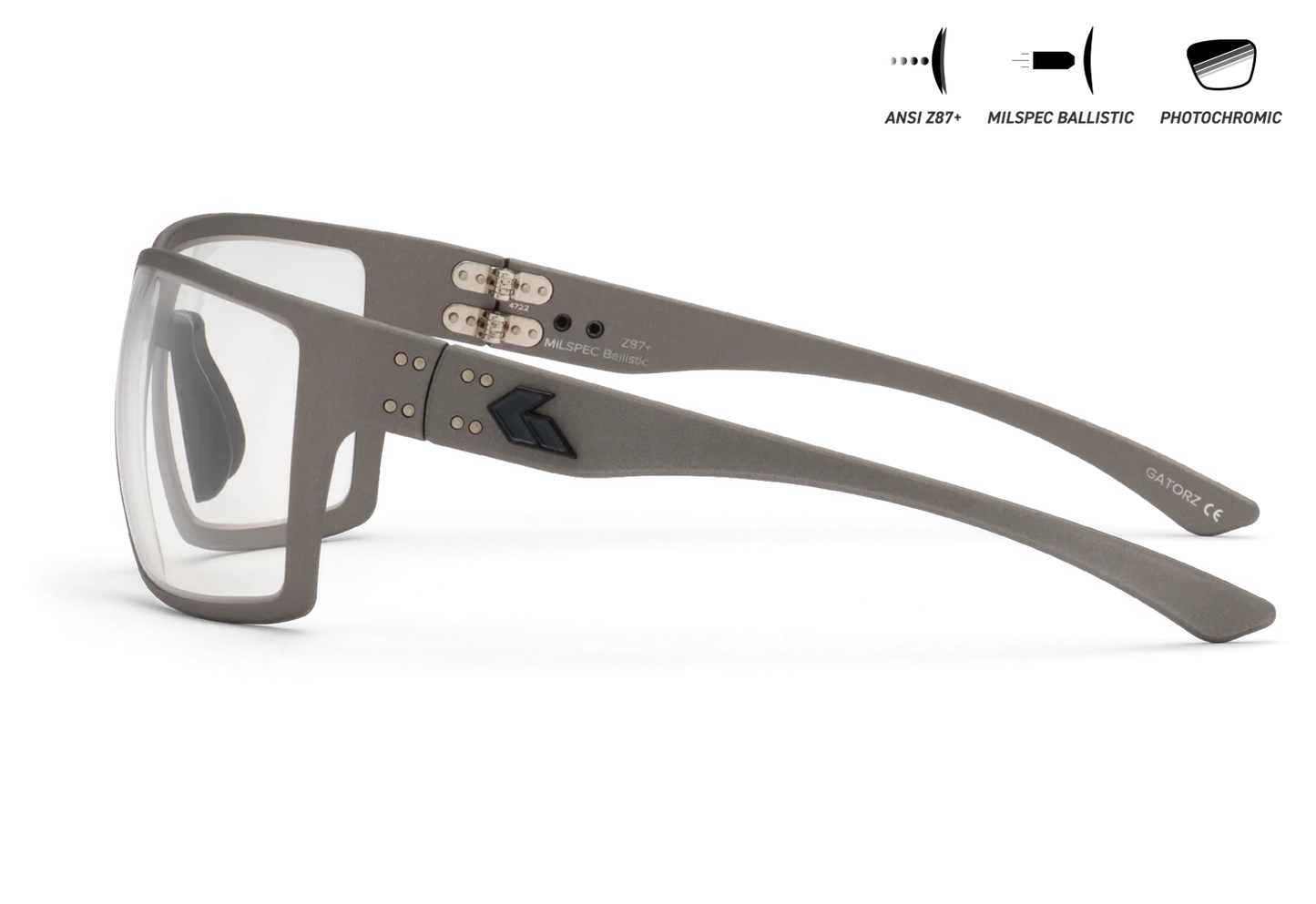 MILSPEC BALLISTIC Z87.1 MARAUDER - GUNMETAL / BLACK LOGO - PHOTOCHROMIC / ANTI-FOG
