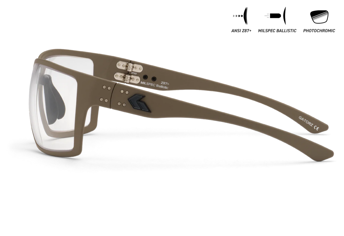 MILSPEC BALLISTIC Z87.1 MARAUDER - TAN / BLACK LOGO - PHOTOCHROMIC / ANTI-FOG