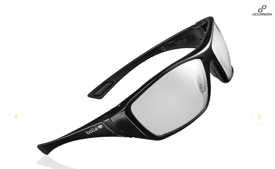 BOLLE HUSTLER SAFETY SPECTACLES PC CLEAR PLATINUM LITE ASAF NYLON GO GREEN - PACK OF 10