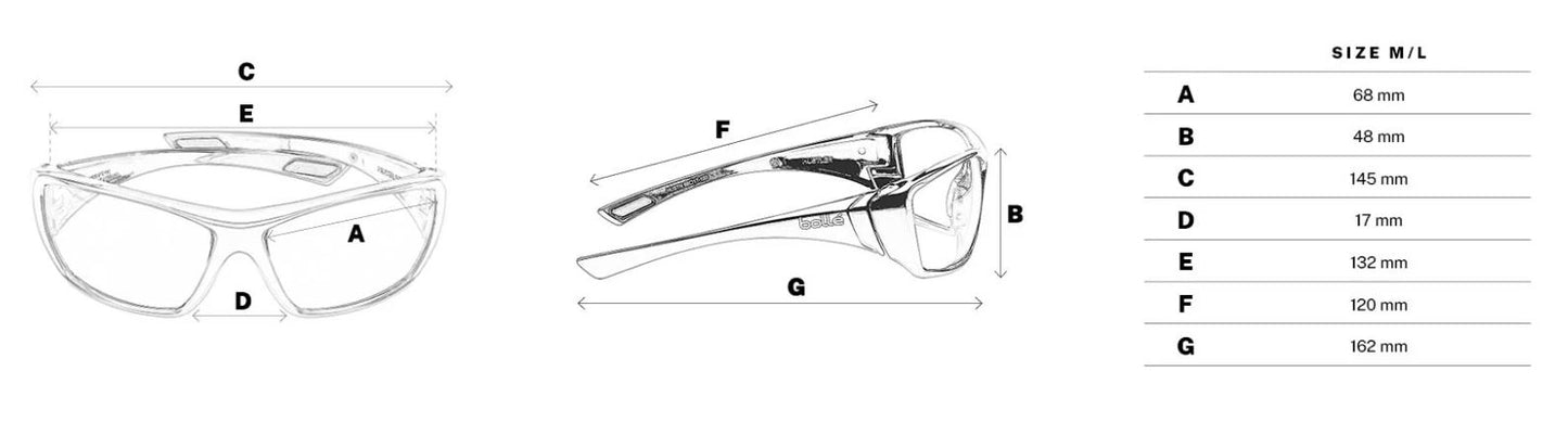 BOLLE HUSTLER SAFETY SPECTACLES PC SMOKE PLATINUM LITE ASAF NYLON GO GREEN - PACK OF 10
