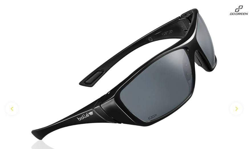 BOLLE HUSTLER SAFETY SPECTACLES PC SMOKE PLATINUM LITE ASAF NYLON GO GREEN - PACK OF 10