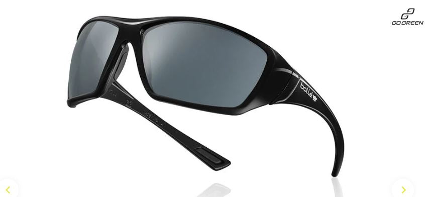 BOLLE HUSTLER SAFETY SPECTACLES PC SMOKE PLATINUM LITE ASAF NYLON GO GREEN - PACK OF 10