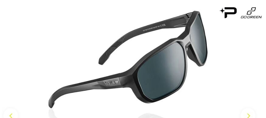 BOLLE KNOX SUNGLASSES BLACK BIO-BASED PA FRAME SMOKE PC LENS PLATINUM COATING