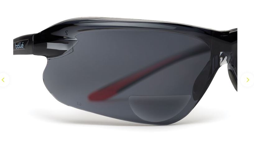 BOLLE IRI-S SAFETY SPECTACLES PC SMOKE ASAF PC TPR RIMLESS READERS +1 - PACK OF 10