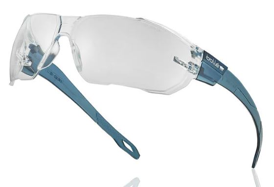 BOLLE SWIFT SAFETY SPECTACLES PC CLEAR PLATINUM LITE ASAF BLUE PC TEMPLES GO GREEN - PACK OF 10