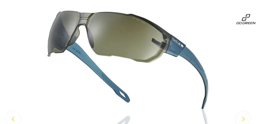 BOLLE SWIFT SAFETY SPECTACLES PC SMOKE PLATINUM LITE ASAF BLUE PC TEMPLES GO GREEN - PACK OF 10