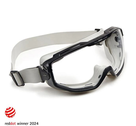 BOLLE UNIVERSAL GOGGLE SAFETY PC CLEAR PLATINUM - PC/TPR TOP BOTTOM SEALED WITH NEOPRENE STRAP - PACK OF 5