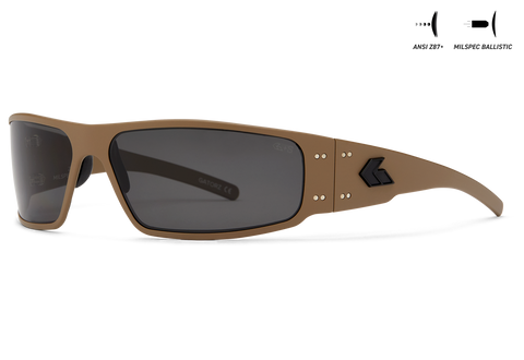 Ballistics / ANSI Z87.1+ MILSPEC Ballistic Smoke w/Anti-Fog / Tan w/Black Logo