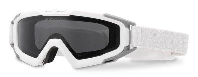 SNOWHAWK® COLD WEATHER GOGGLE SYSTEM - U.S. MILITARY KITS WITH GRYPHON ALPINE BALACLAVA - WHITE FRAME - CLEAR AND SMOKE