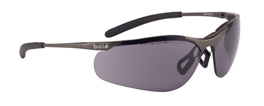 BOLLE CONTOUR METAL SAFETY SPECTACLES PC SMOKE ASAF STAINLESS STEEL HALF FRAME - PACK OF 10