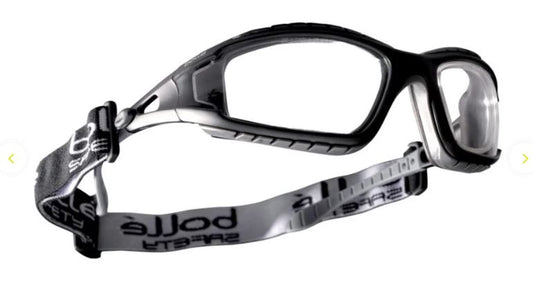BOLLE TRACKER SAFETY SPECTACLES PC CLEAR ASAF PC FULL FRAME BLACK - PACK OF 10