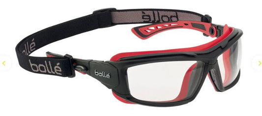 BOLLE ULTIM8 SAFETY SPECTACLES PC CLEAR PLATINUM PC TPR HYBRID BLACK - PACK OF 10