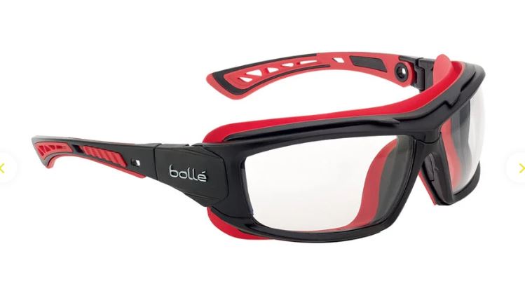 BOLLE ULTIM8 SAFETY SPECTACLES PC CLEAR PLATINUM PC TPR HYBRID BLACK - PACK OF 10