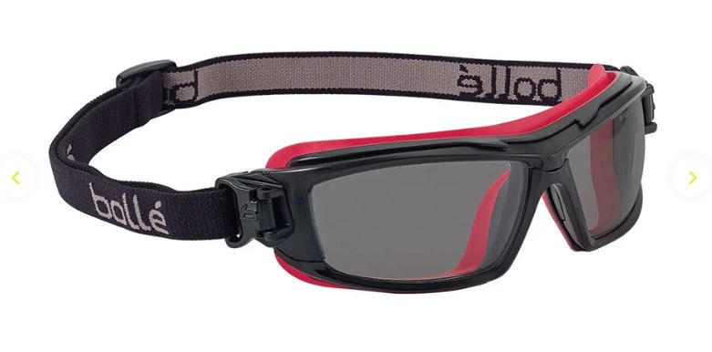 BOLLE ULTIM8 SAFETY SPECTACLES PC SMOKE PLATINUM PC TPR HYBRID BLACK - PACK OF 10