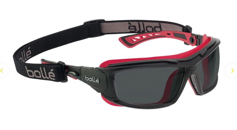 BOLLE ULTIM8 SAFETY SPECTACLES PC SMOKE PLATINUM PC TPR HYBRID BLACK - PACK OF 10