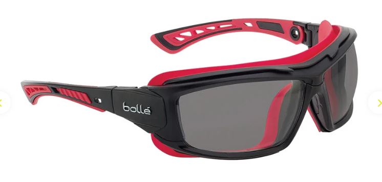 BOLLE ULTIM8 SAFETY SPECTACLES PC SMOKE PLATINUM PC TPR HYBRID BLACK - PACK OF 10