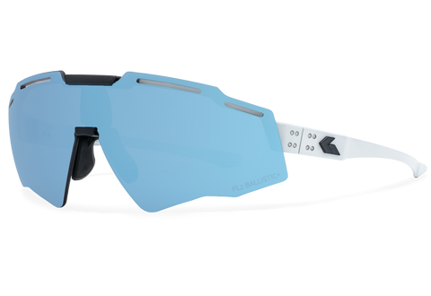 Ballistics Polarized / ANSI Z87.1+ Smoke Polarized w/ Blue Mirror w/Anti-Fog / Frost w/Black Logo
