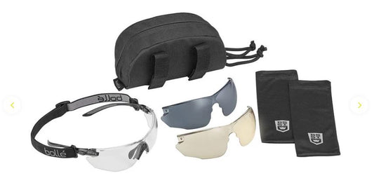 BOLLE COMBAT KIT TACTICAL SPECTACLES PC MULTI PLATINUM NYLON RIMLESS BLACK