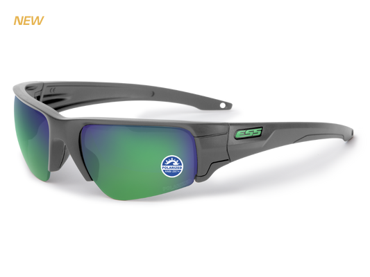 ESS CROWBAR CARBON GRAY W/ POLARIZED MIRRORED GREEN
