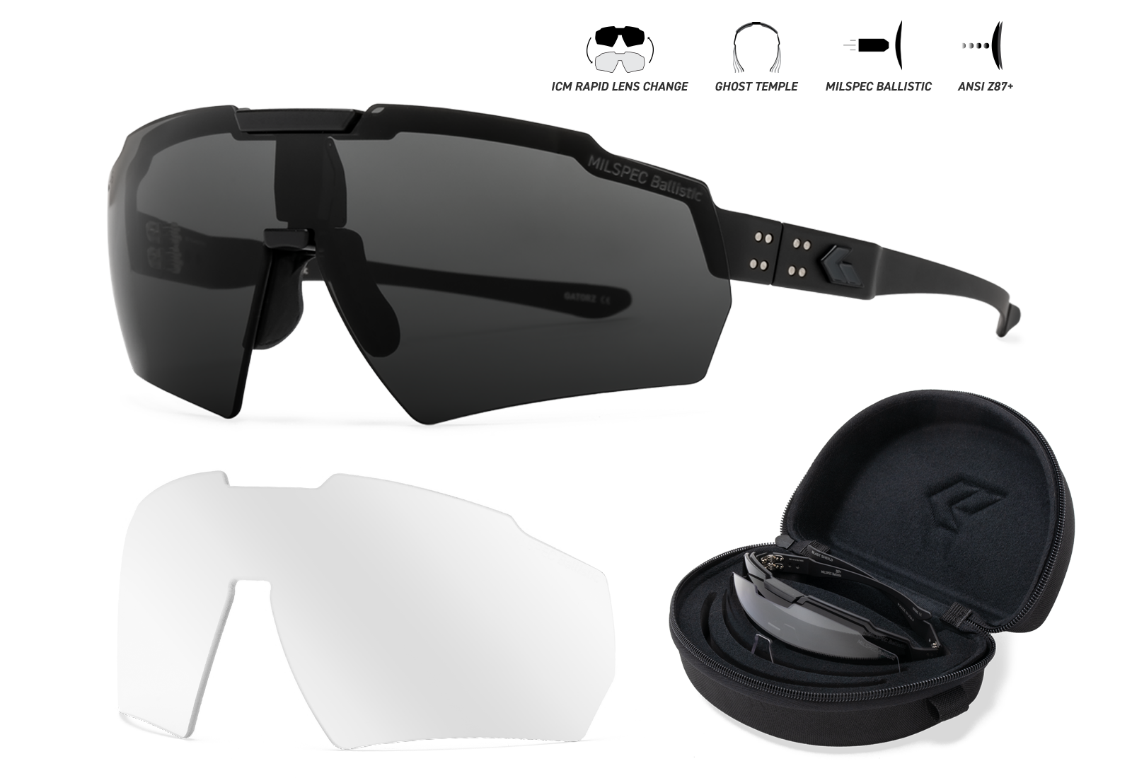 GATORZ Blastshield MILSPEC Smoke Clear Bundle BlackCerakote BlackLogo-1