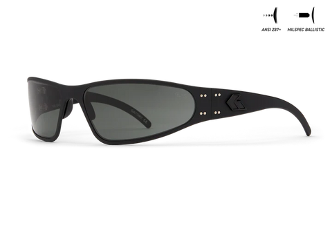 WRAPTOR - BLACK - MATTE BLACK LOGO - MILSPEC BALLISTIC SMOKE W/ ANTI-FOG, ANSI Z87.1