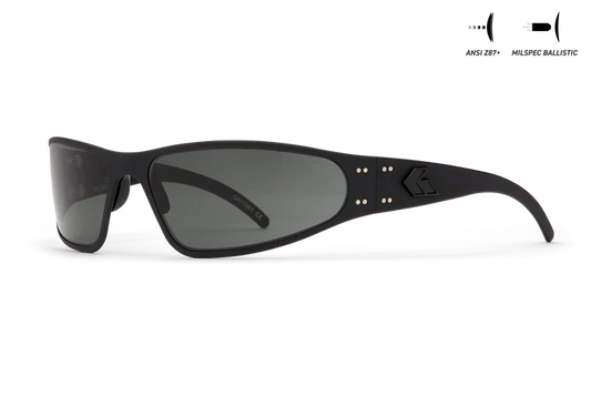 WRAPTOR - BLACK - MATTE BLACK LOGO - MILSPEC BALLISTIC SMOKE W/ ANTI-FOG, ANSI Z87.1