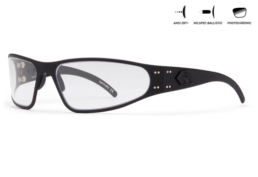 WRAPTOR - BLACK - MATTE BLACK LOGO - MILSPEC BALLISTIC INFERNO PHOTOCHROMIC W/ ANTI-FOG, ANSI Z87.1