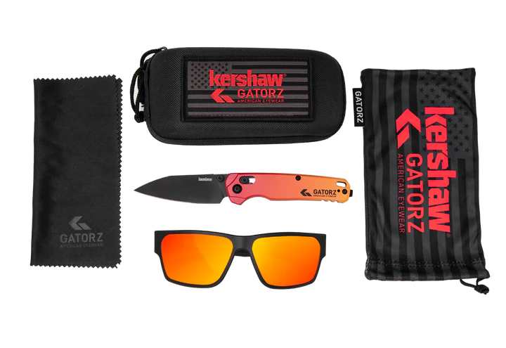 KERSHAW DELTA - BLACK - RED LOGO - ROSE, SUNBURST MIRROR & KERSHAW KNIFE