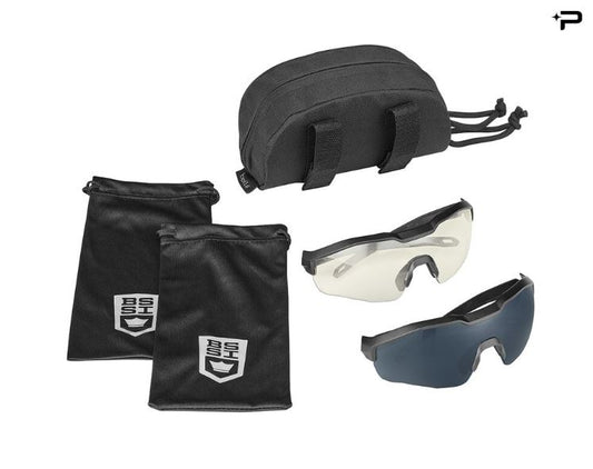 BOLLE MY6 BSSI - DOUBLE EYESHIELD KIT - CLEAR/SMOKE PC LENS - PLATINUM ASAF - BLACK PC/NYLON FRAME