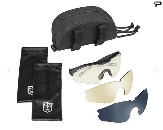 BOLLE MY6 BSSI - 3 LENS EYESHIELD KIT - CLEAR/COPPER/SMOKE PC LENS - PLATINUM ASAF - BLACK PC/NYLON FRAME
