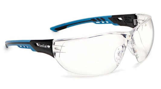 BOLLE NESS+ SMALL SPECTACLES BLACK/BLUE PC/TPR FRAME PC CLEAR LENS PLATINUM - PACK OF 10