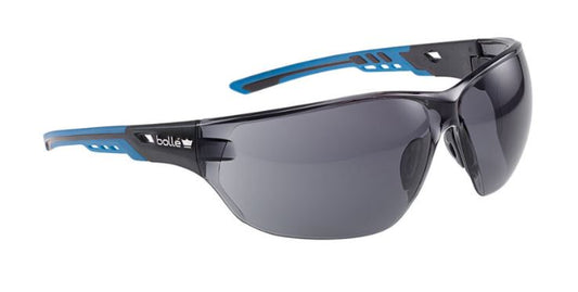 BOLLE NESS+ SMALL SPECTACLES BLACK/BLUE PC/TPR FRAME PC SMOKE LENS PLATINUM - PACK OF 10