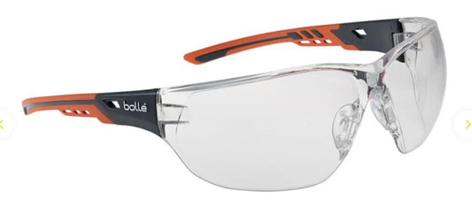 BOLLE NESS+ SAFETY SPECTACLES PC CLEAR PLATINUM PC TPR RIMLESS - PACK OF 10