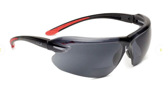 BOLLE IRI-S SAFETY SPECTACLES PC SMOKE ASAF PC TPR RIMLESS READERS +1 - PACK OF 10