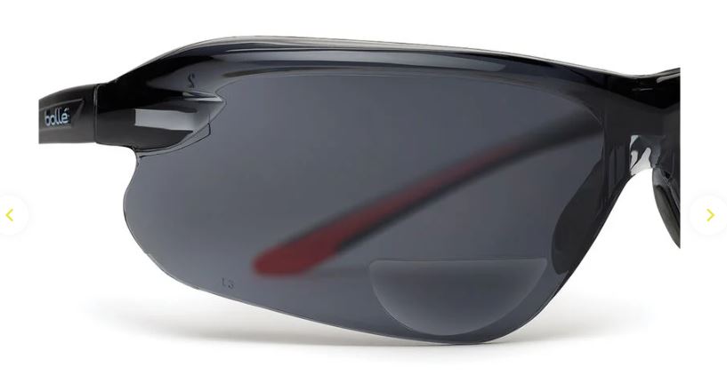 BOLLE IRI-S SAFETY SPECTACLES PC SMOKE ASAF PC TPR RIMLESS READERS +1.5 - PACK OF 10