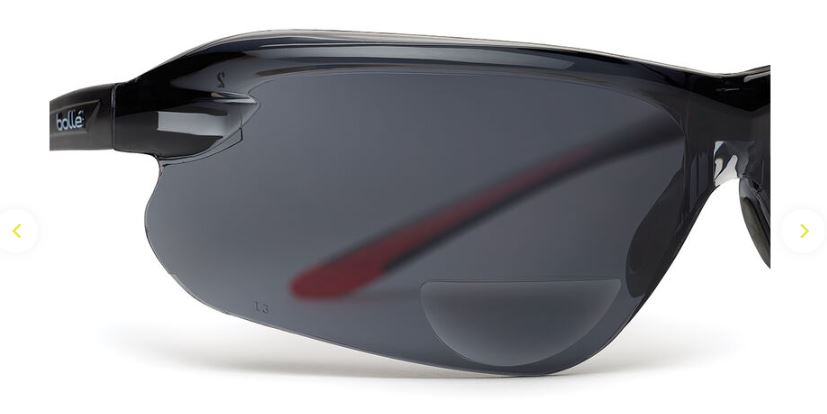 BOLLE IRI-S SAFETY SPECTACLES PC SMOKE ASAF PC TPR RIMLESS READERS +2.5 - PACK OF 10