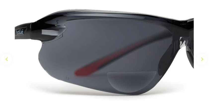 BOLLE IRI-S SAFETY SPECTACLES PC SMOKE ASAF PC TPR RIMLESS READERS +3 - PACK OF 10