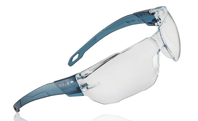 BOLLE SWIFT SAFETY SPECTACLES PC CLEAR PLATINUM LITE ASAF BLUE PC TEMPLES GO GREEN - PACK OF 10