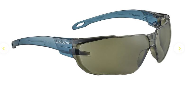 BOLLE SWIFT SAFETY SPECTACLES PC SMOKE PLATINUM LITE ASAF BLUE PC TEMPLES GO GREEN - PACK OF 10