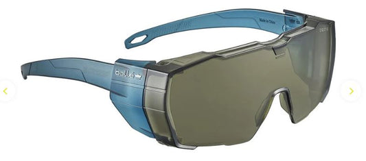 BOLLE SWIFT OTG SAFETY SPECTACLES PC SMOKE PLATINUM LITE ASAF BLUE PC TEMPLES GO GREEN - PACK OF 10